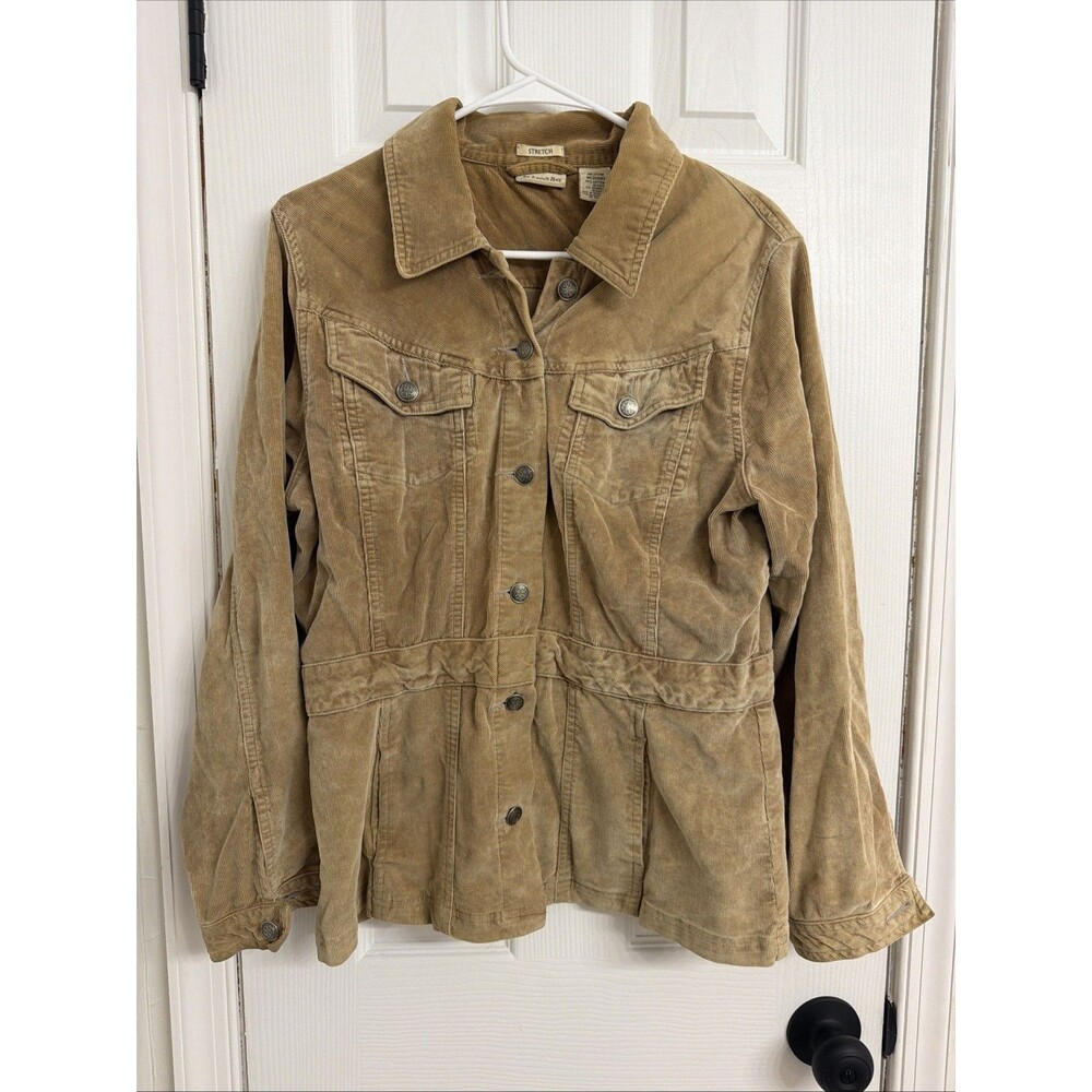St Johns Bay Womens Button Up Corduroy Jacket, Size M